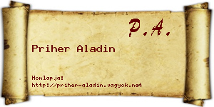 Priher Aladin névjegykártya